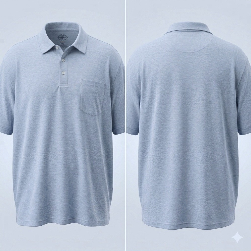 St Johns Bay 4XLT Polo Blue Mens Big & Tall Super‎ Soft Classic Fit Pocket EUC